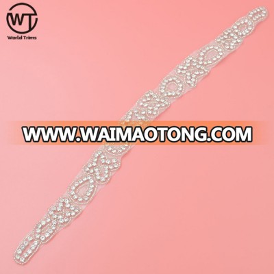 high quality rhinestone applique bridal crystal flower patch for wedding belts