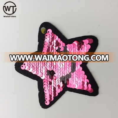 Fashion red cute star shape embroidery sequin patches for decorative