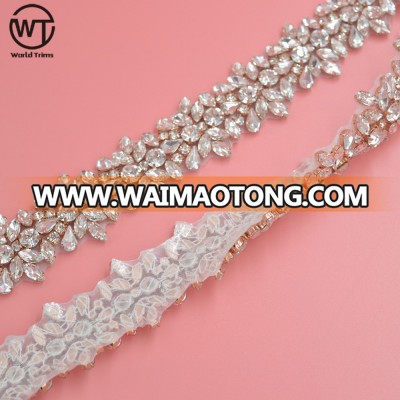 wholesale high quality rose gold crystal rhinestone trimming