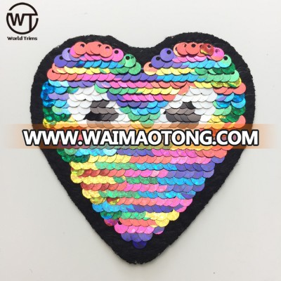 Glitter colorful heart sequins patch appliques to sew on costumes