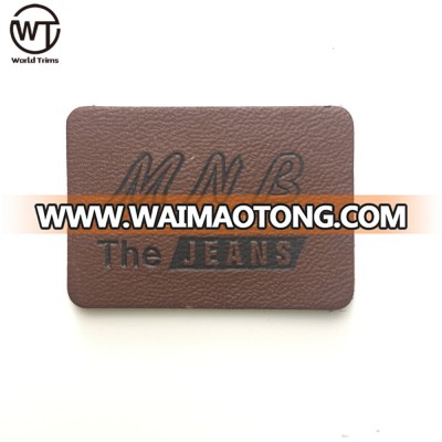 Custom heat press embossed genuine leather patch for garment labels