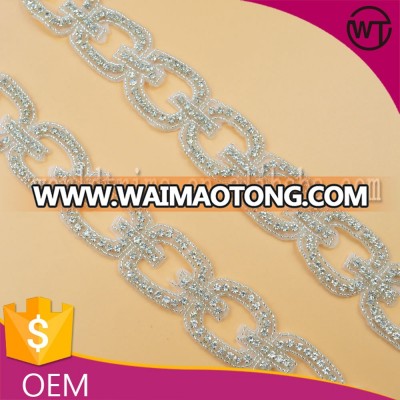 High quality bridal beaded applique headbands trimming for dress accessories