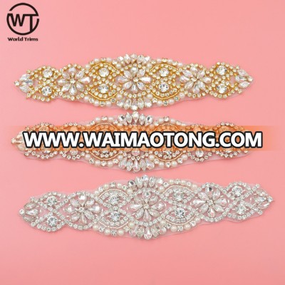 Wholesale beaded bridal rhinestone wedding sash garment accessory for wedding dress