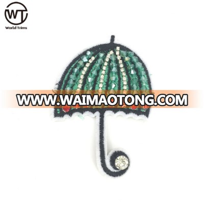 Textile accessories crystal beaded embroidery umbrella patch for bag