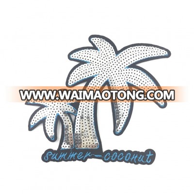 Hot sell silver color embroidered palm patch sequins applique sew on garment